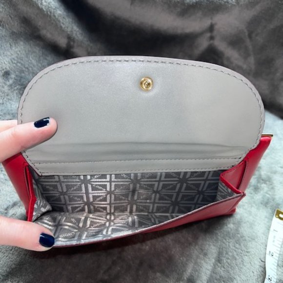 Lodis Leather Clutch Wallet, Red 8 1/2" x 4" - Picture 4 of 6